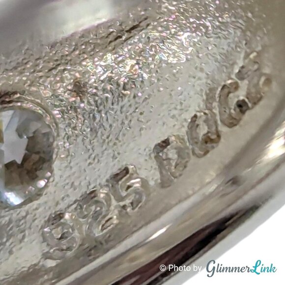 Vintage Sterling Silver Black Enamel Dome Ring CZ Stones Size 8 Thailand - Picture 10 of 12